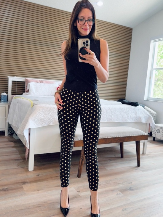 No Boundaries Pants - No Boundaries Black Skinny Gold Polka Dot Pants